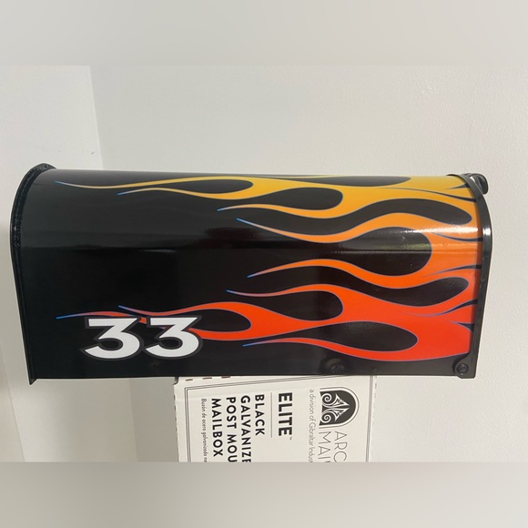 Custom Mailbox with Hotrod Flames. Add your name & address optional. Gift ideas - Picture 1 of 10